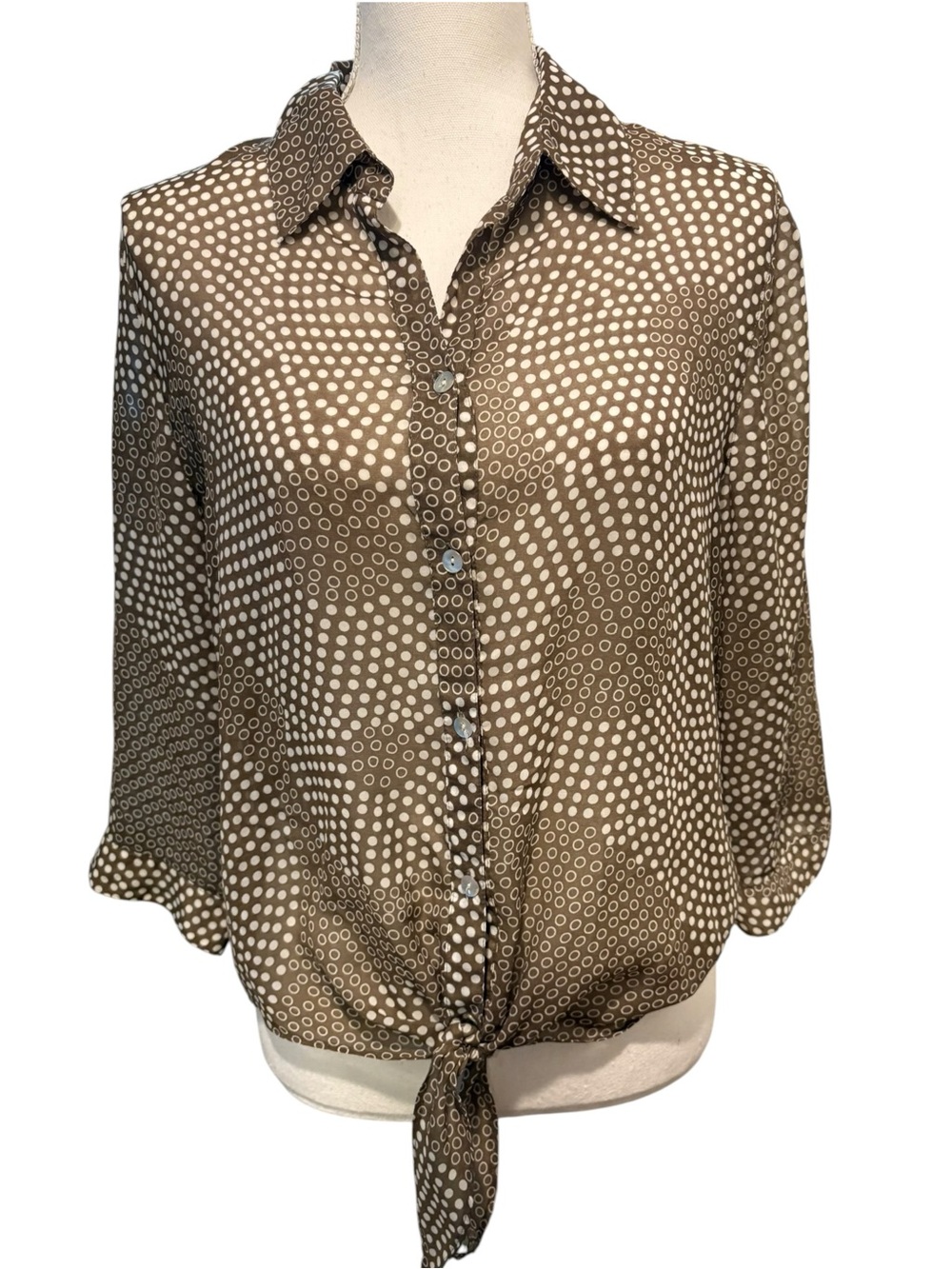 Chico’s Lightweight Button Up Tie Front Blouse.  Size M
